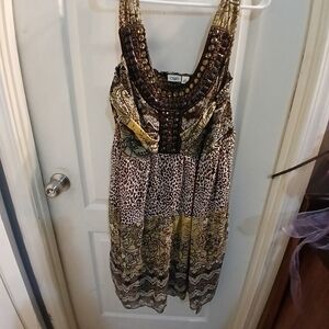Cato Brown & Animal Print Sleeveless Summer Dress